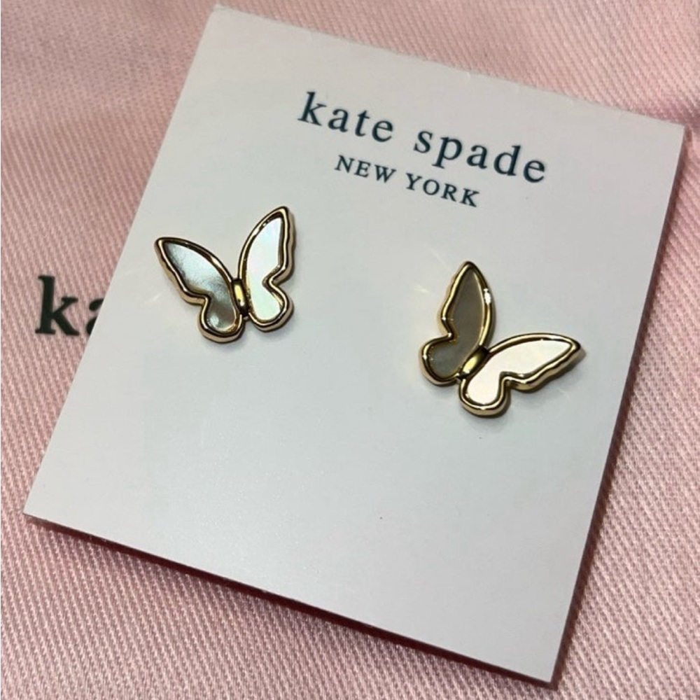 Kate Spade Gold and Mother of Pearl Butterfly earrings - Picture 3 of 8